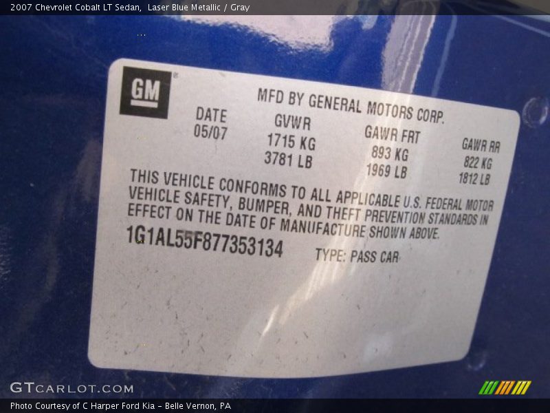 Laser Blue Metallic / Gray 2007 Chevrolet Cobalt LT Sedan