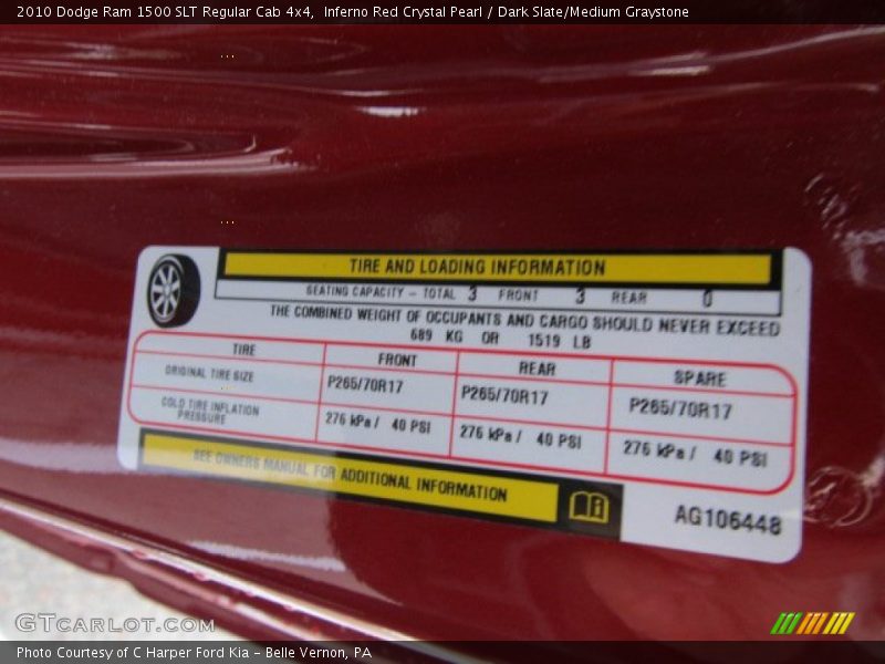 Inferno Red Crystal Pearl / Dark Slate/Medium Graystone 2010 Dodge Ram 1500 SLT Regular Cab 4x4