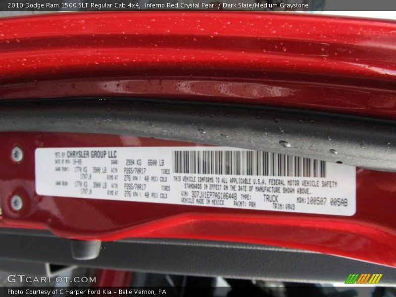 Inferno Red Crystal Pearl / Dark Slate/Medium Graystone 2010 Dodge Ram 1500 SLT Regular Cab 4x4