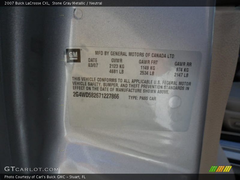 Stone Gray Metallic / Neutral 2007 Buick LaCrosse CXL