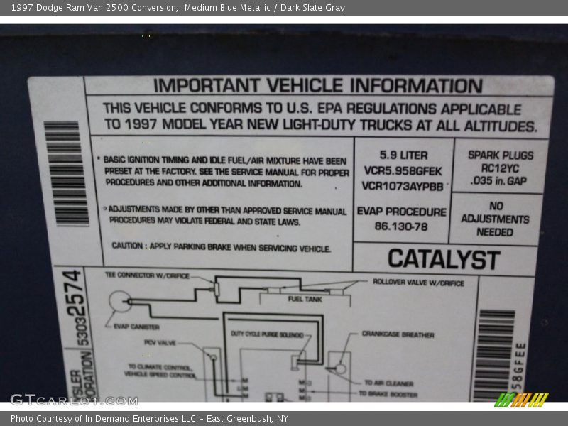 Medium Blue Metallic / Dark Slate Gray 1997 Dodge Ram Van 2500 Conversion