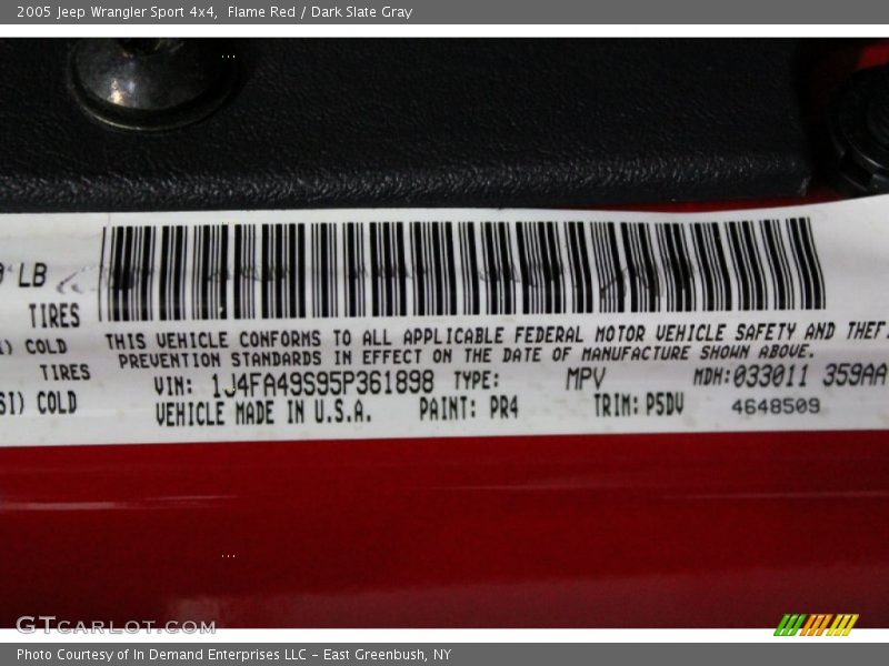 Flame Red / Dark Slate Gray 2005 Jeep Wrangler Sport 4x4