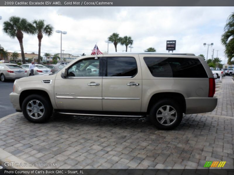 Gold Mist / Cocoa/Cashmere 2009 Cadillac Escalade ESV AWD