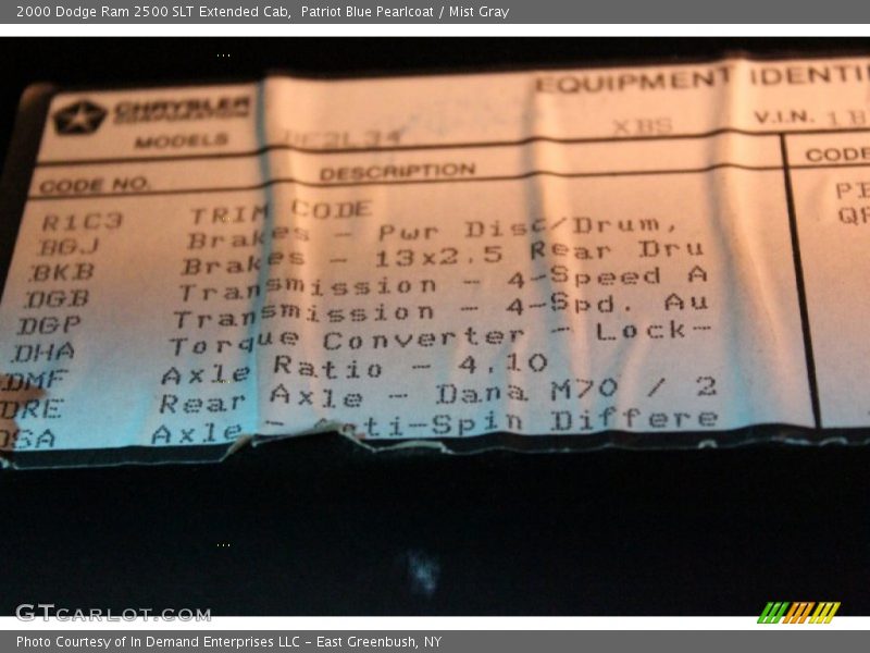 Patriot Blue Pearlcoat / Mist Gray 2000 Dodge Ram 2500 SLT Extended Cab