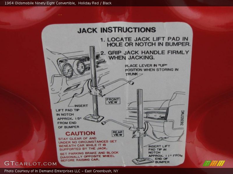 Jack Instructions - 1964 Oldsmobile Ninety Eight Convertible
