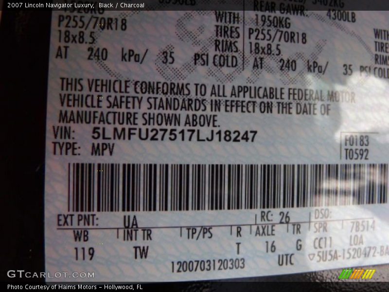 Black / Charcoal 2007 Lincoln Navigator Luxury
