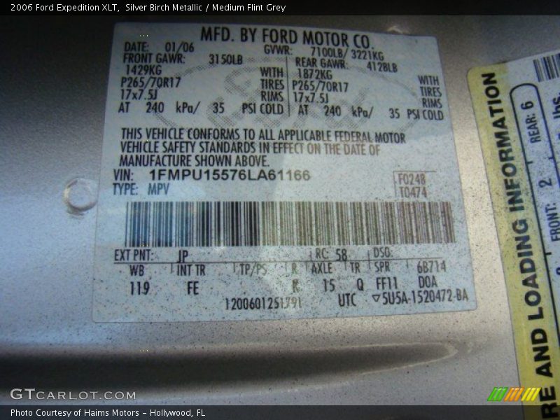 Silver Birch Metallic / Medium Flint Grey 2006 Ford Expedition XLT