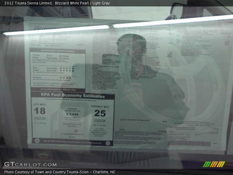 Blizzard White Pearl / Light Gray 2012 Toyota Sienna Limited