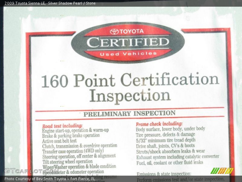 Silver Shadow Pearl / Stone 2009 Toyota Sienna LE