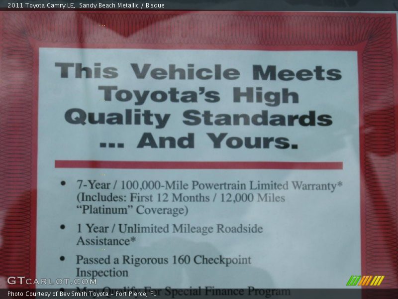 Sandy Beach Metallic / Bisque 2011 Toyota Camry LE