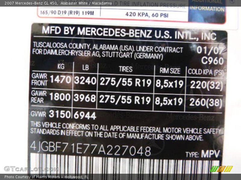 Alabaster White / Macadamia 2007 Mercedes-Benz GL 450