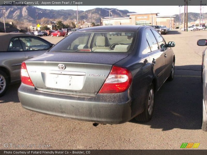 Aspen Green Pearl / Taupe 2002 Toyota Camry LE