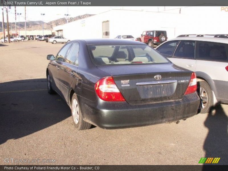 Aspen Green Pearl / Taupe 2002 Toyota Camry LE