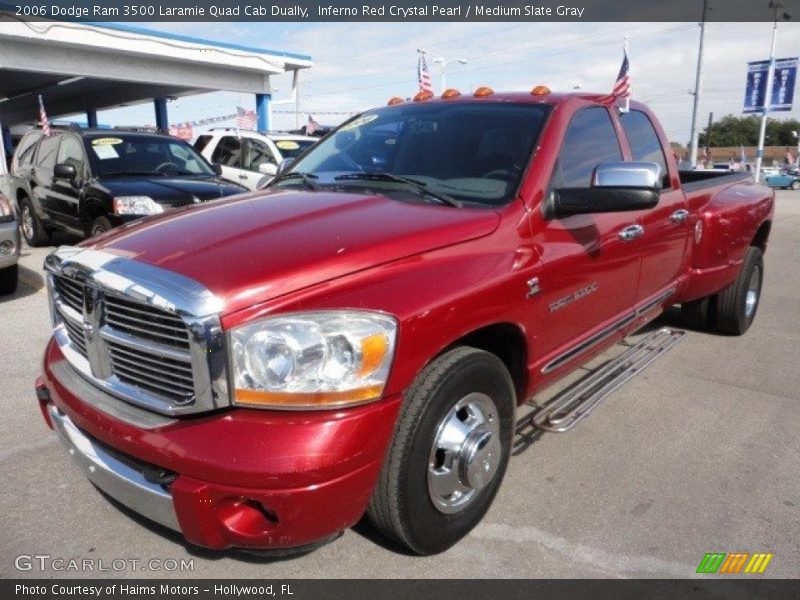 Inferno Red Crystal Pearl / Medium Slate Gray 2006 Dodge Ram 3500 Laramie Quad Cab Dually