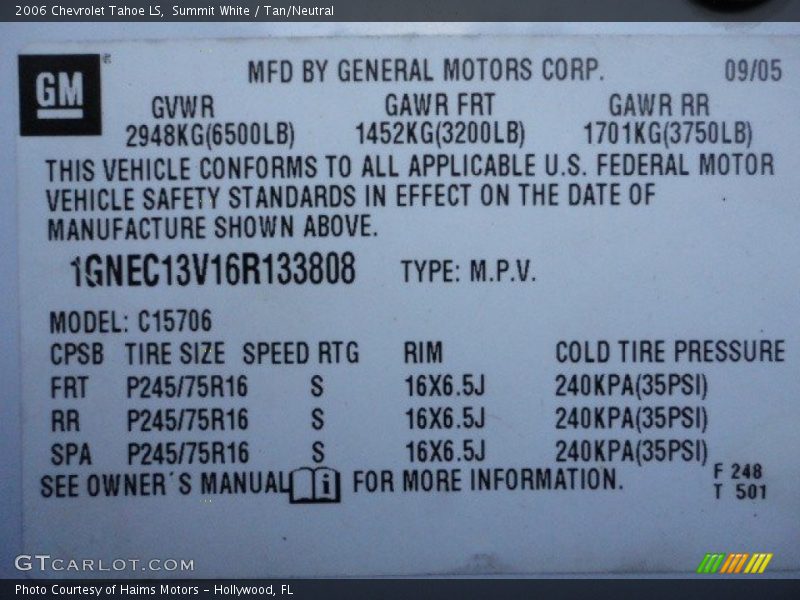 Summit White / Tan/Neutral 2006 Chevrolet Tahoe LS