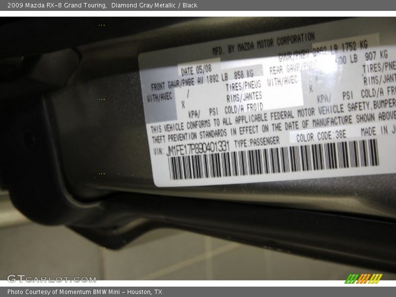 2009 RX-8 Grand Touring Diamond Gray Metallic Color Code 38E