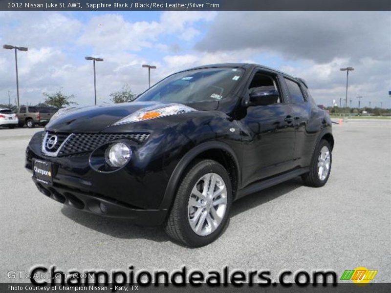Sapphire Black / Black/Red Leather/Silver Trim 2012 Nissan Juke SL AWD