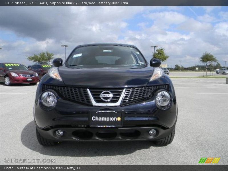 Sapphire Black / Black/Red Leather/Silver Trim 2012 Nissan Juke SL AWD