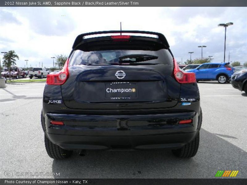Sapphire Black / Black/Red Leather/Silver Trim 2012 Nissan Juke SL AWD
