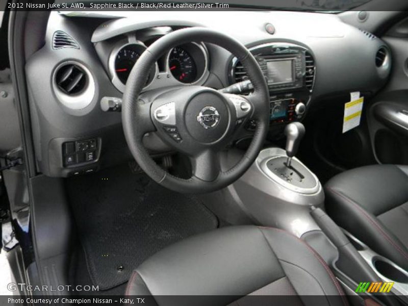 Sapphire Black / Black/Red Leather/Silver Trim 2012 Nissan Juke SL AWD