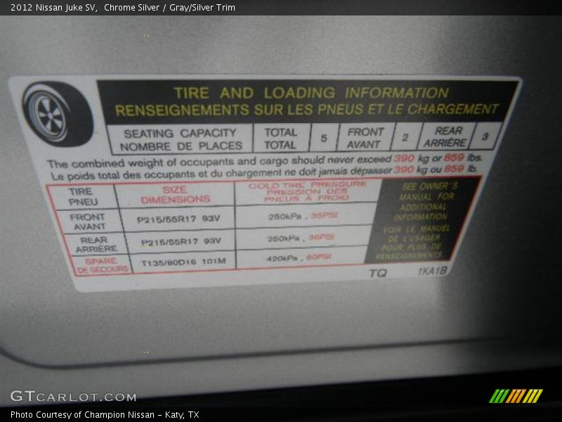 Chrome Silver / Gray/Silver Trim 2012 Nissan Juke SV