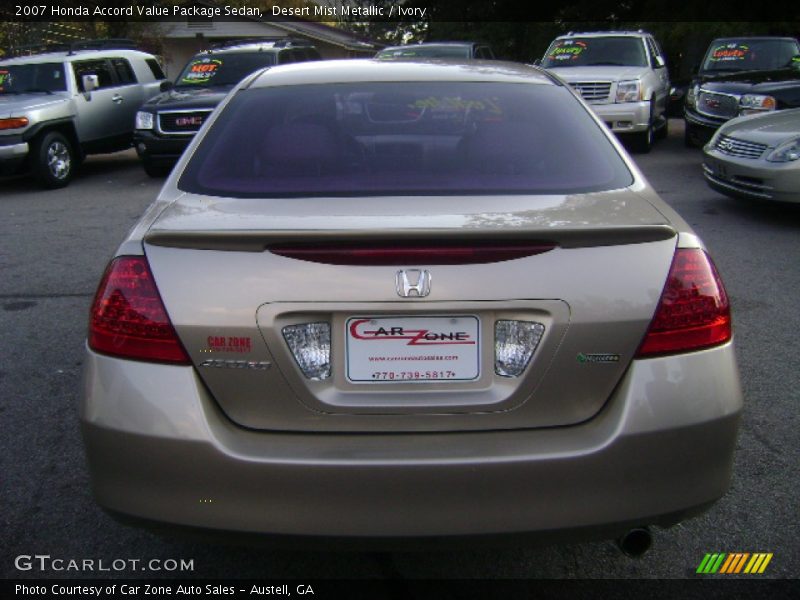 Desert Mist Metallic / Ivory 2007 Honda Accord Value Package Sedan