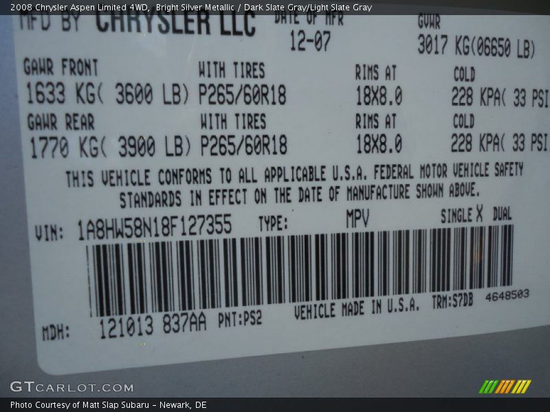 PS2 - 2008 Chrysler Aspen Limited 4WD