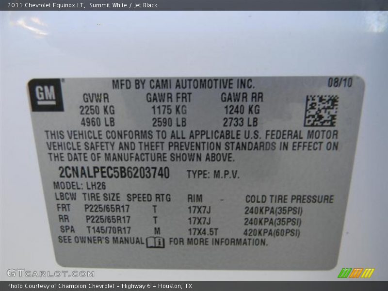 Summit White / Jet Black 2011 Chevrolet Equinox LT