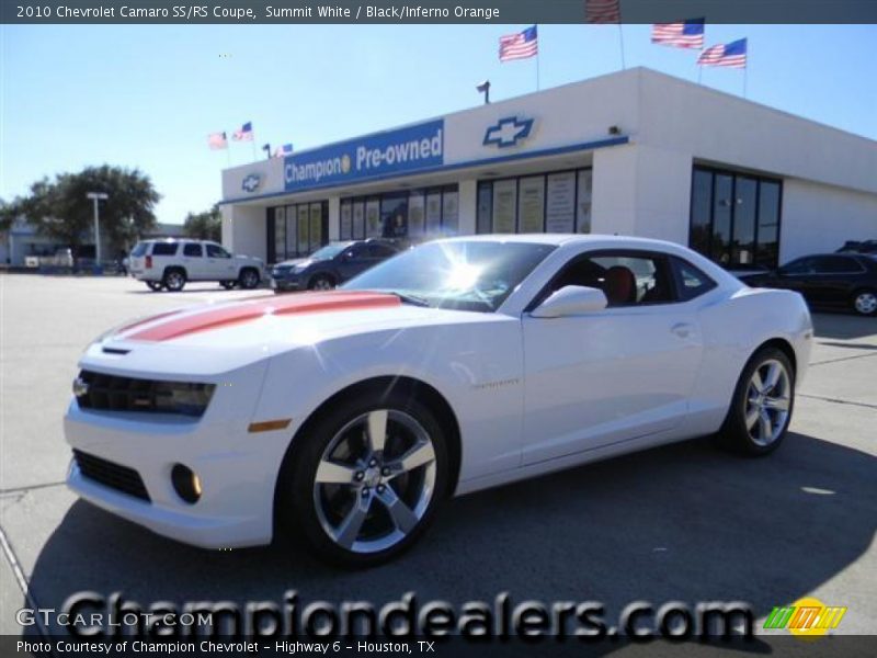 Summit White / Black/Inferno Orange 2010 Chevrolet Camaro SS/RS Coupe