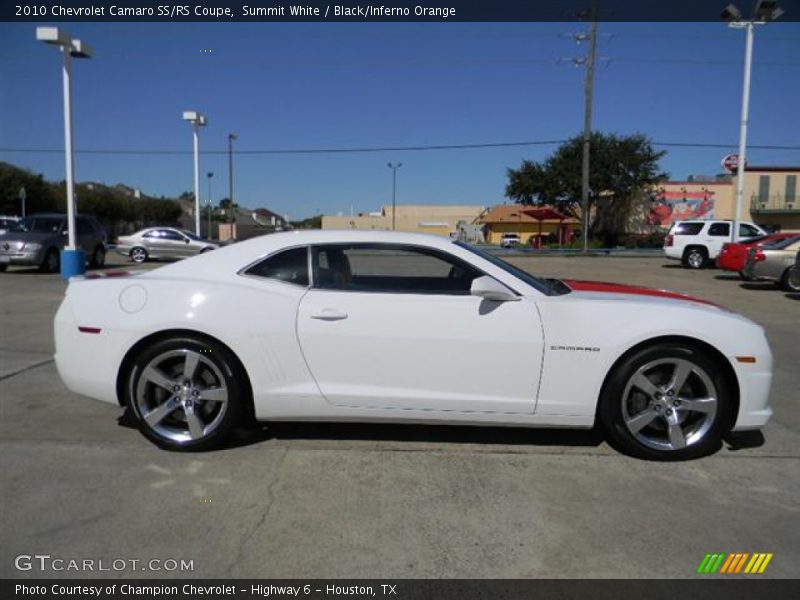 Summit White / Black/Inferno Orange 2010 Chevrolet Camaro SS/RS Coupe