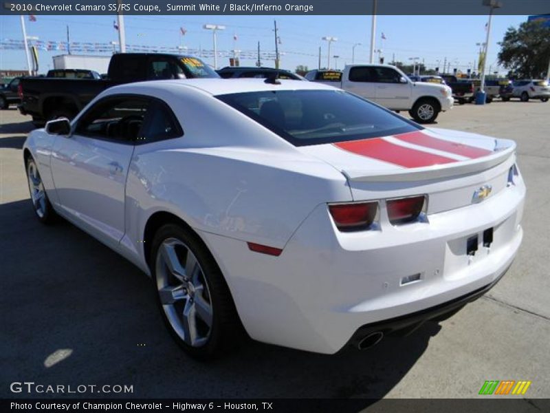 Summit White / Black/Inferno Orange 2010 Chevrolet Camaro SS/RS Coupe