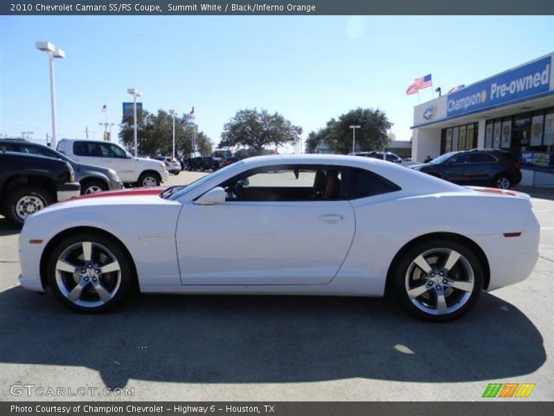 Summit White / Black/Inferno Orange 2010 Chevrolet Camaro SS/RS Coupe