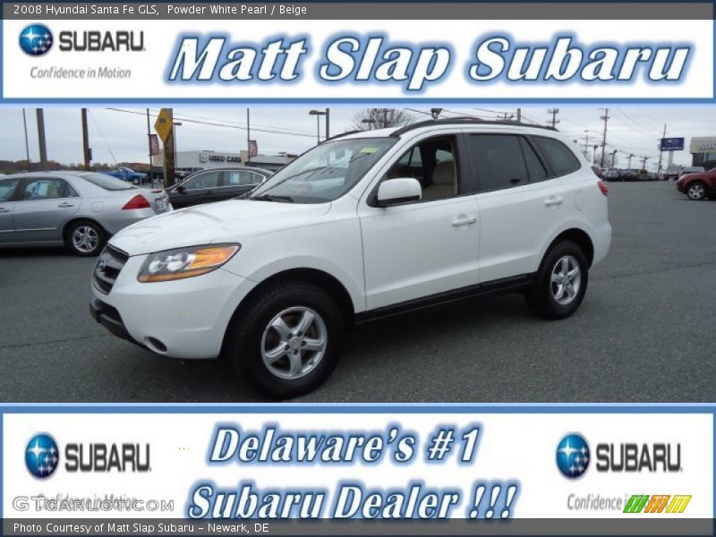 Powder White Pearl / Beige 2008 Hyundai Santa Fe GLS