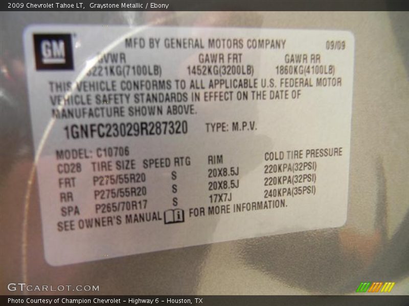 Graystone Metallic / Ebony 2009 Chevrolet Tahoe LT
