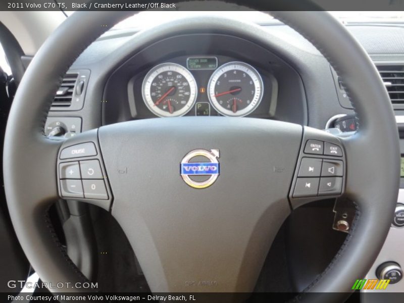 Black / Cranberry Leather/Off Black 2011 Volvo C70 T5