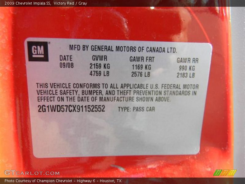 Victory Red / Gray 2009 Chevrolet Impala SS
