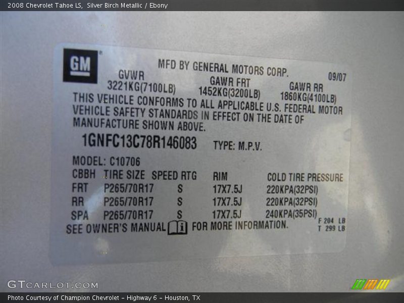 Silver Birch Metallic / Ebony 2008 Chevrolet Tahoe LS