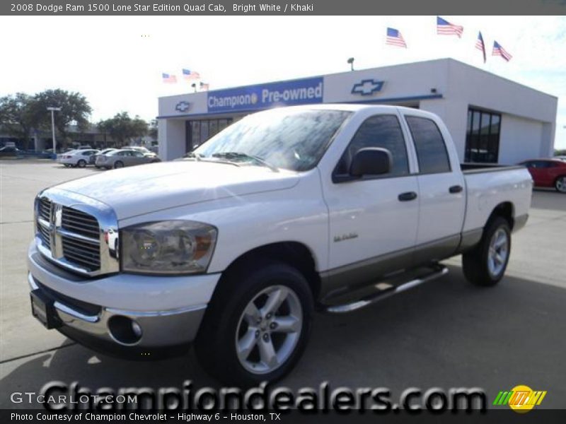 Bright White / Khaki 2008 Dodge Ram 1500 Lone Star Edition Quad Cab