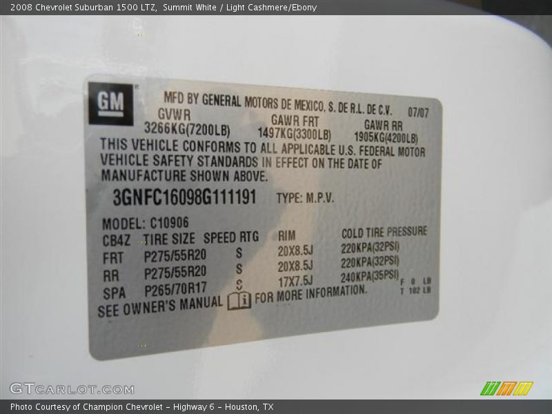 Summit White / Light Cashmere/Ebony 2008 Chevrolet Suburban 1500 LTZ