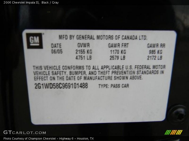 Black / Gray 2006 Chevrolet Impala SS
