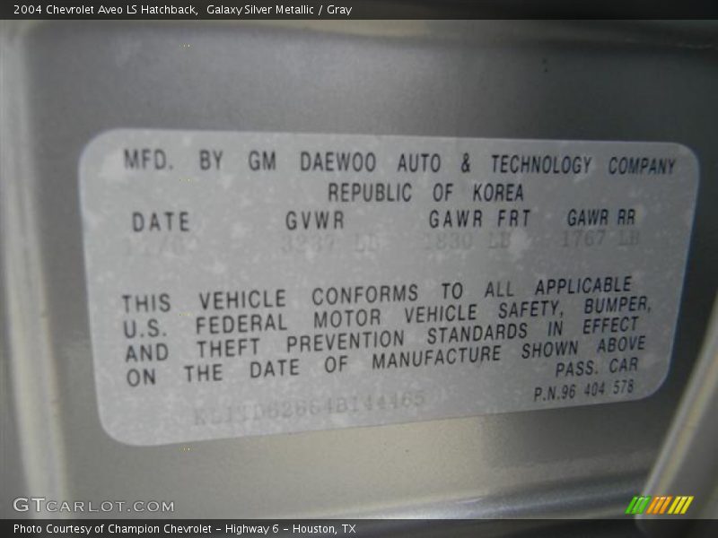 Galaxy Silver Metallic / Gray 2004 Chevrolet Aveo LS Hatchback