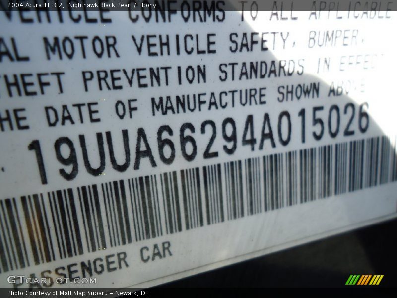 Nighthawk Black Pearl / Ebony 2004 Acura TL 3.2
