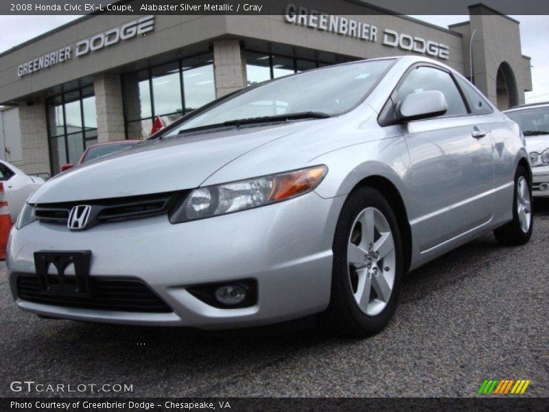 Alabaster Silver Metallic / Gray 2008 Honda Civic EX-L Coupe