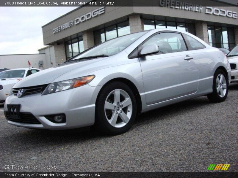 Alabaster Silver Metallic / Gray 2008 Honda Civic EX-L Coupe