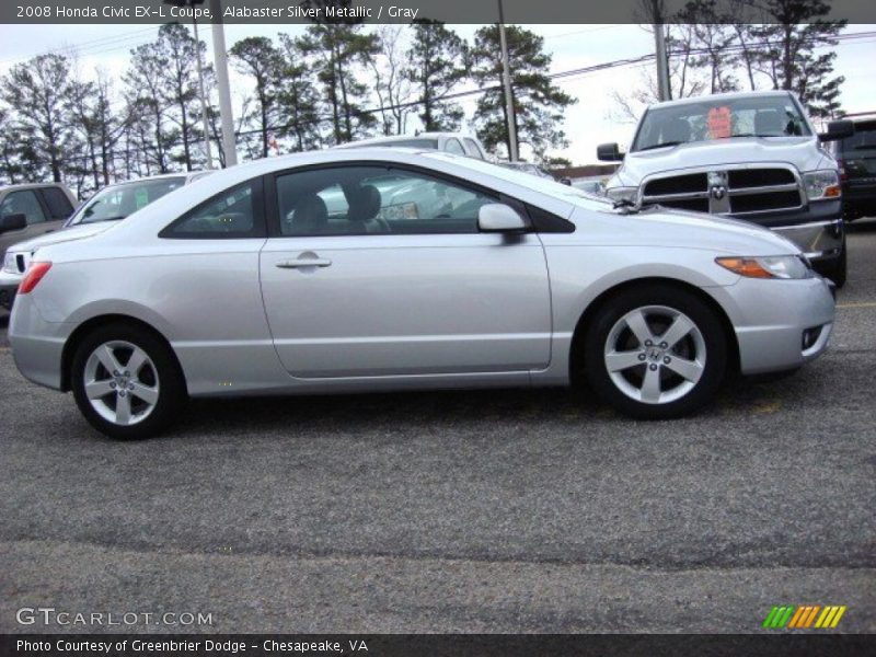 Alabaster Silver Metallic / Gray 2008 Honda Civic EX-L Coupe