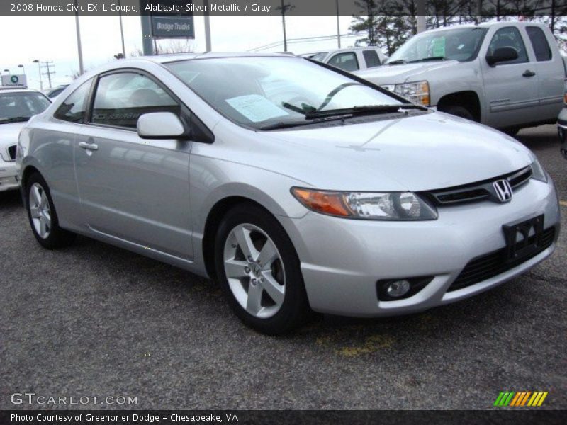 Alabaster Silver Metallic / Gray 2008 Honda Civic EX-L Coupe