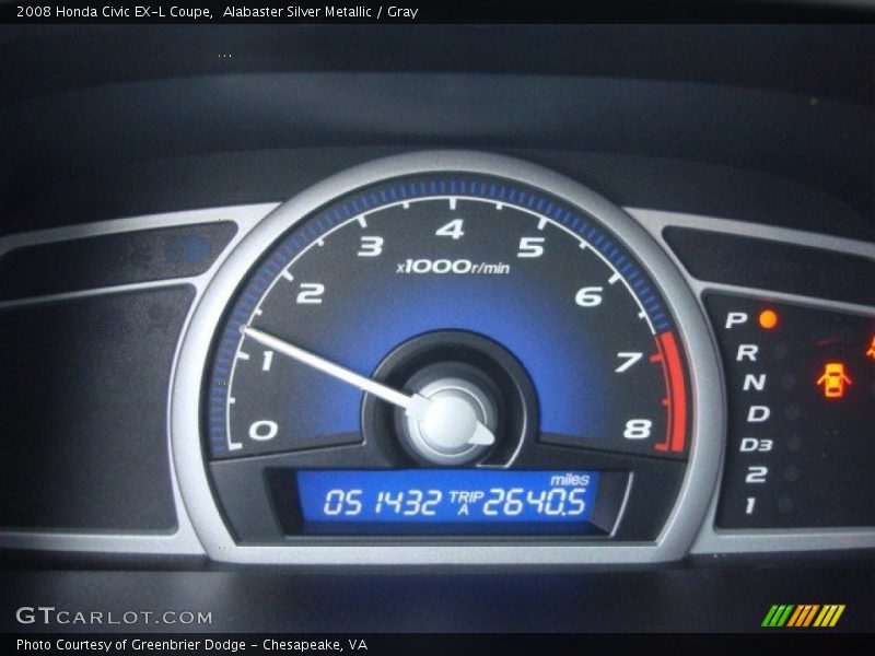 Alabaster Silver Metallic / Gray 2008 Honda Civic EX-L Coupe
