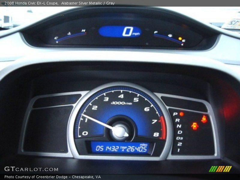 Alabaster Silver Metallic / Gray 2008 Honda Civic EX-L Coupe