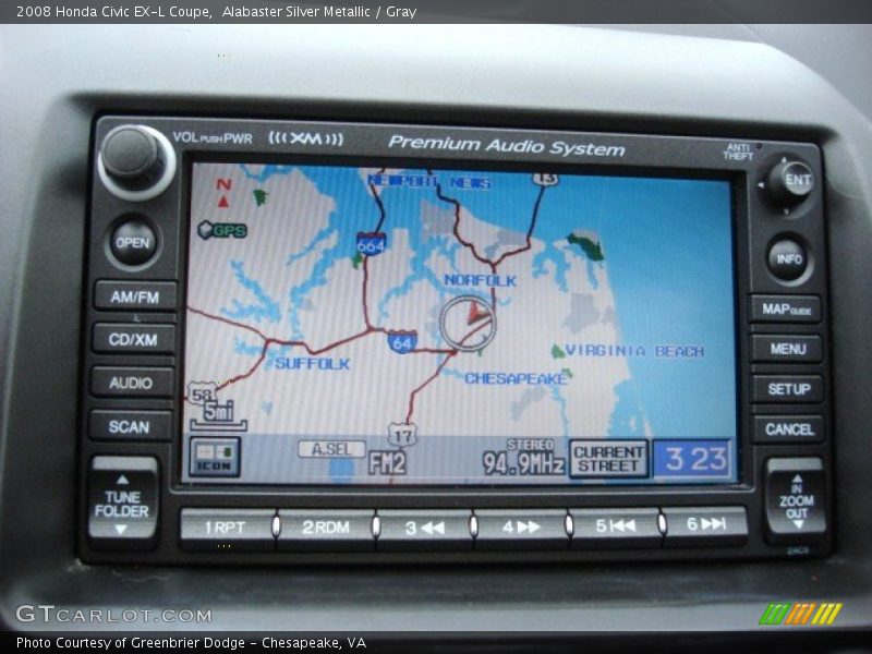 Alabaster Silver Metallic / Gray 2008 Honda Civic EX-L Coupe