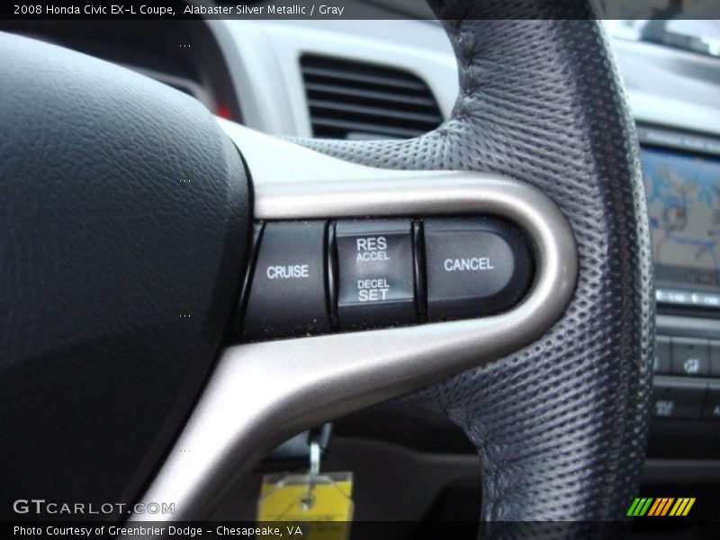 Alabaster Silver Metallic / Gray 2008 Honda Civic EX-L Coupe